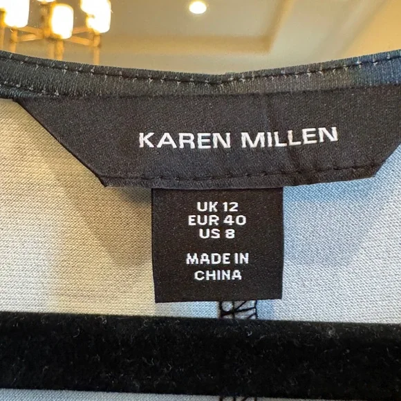 Karen Millen Jersey Abstract Floral Print Long Sleeve Midi Dress SIZE 8 - Picture 4 of 11